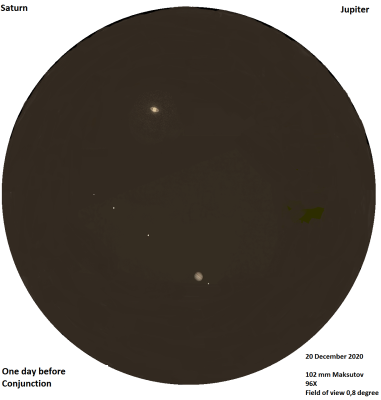 007Jup-Sat Near Conjunction 20 Dec 2020 Time 1710 MET.png (461.83 KiB) Viewed 43153 times 007Jup-Sat Near Conjunction 20 Dec 2020 Time 1710 MET.png